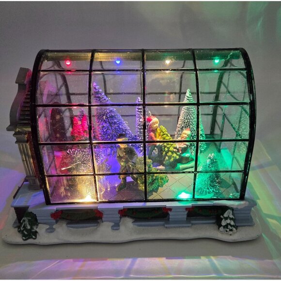 Lighted Christmas Village Greenhouse Holiday Xmas Collectible Building - Picture 11 of 16